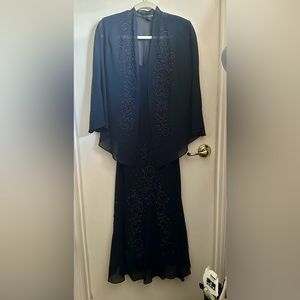 2 Pieces Navy Beaded Gown